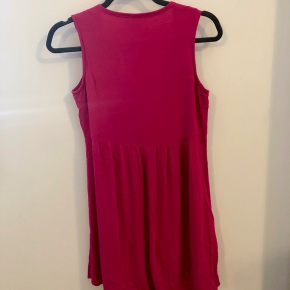Hot Pink Sleeveless Pintuck Dress - Picture 2 of 3